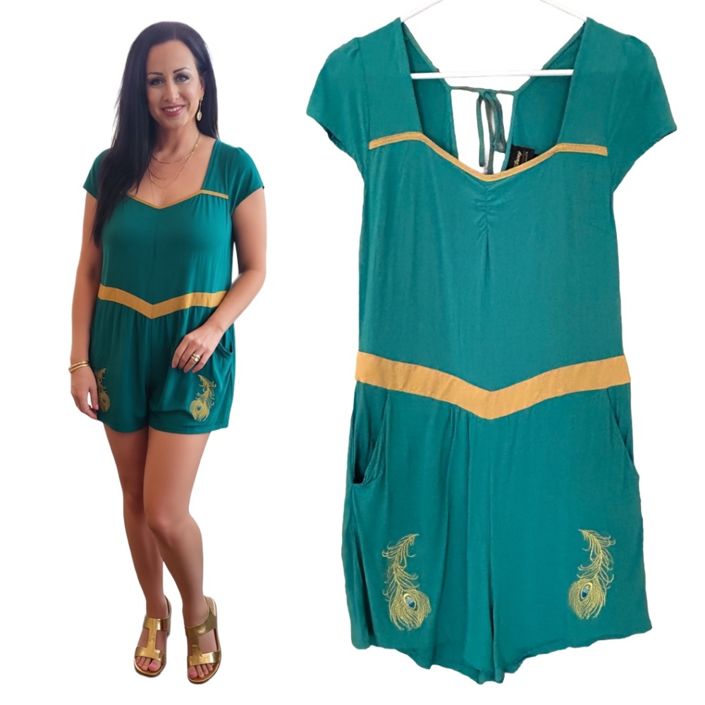 Her Universe Disney Aladdin Jasmine Peacock Cosplay Romper Size Large